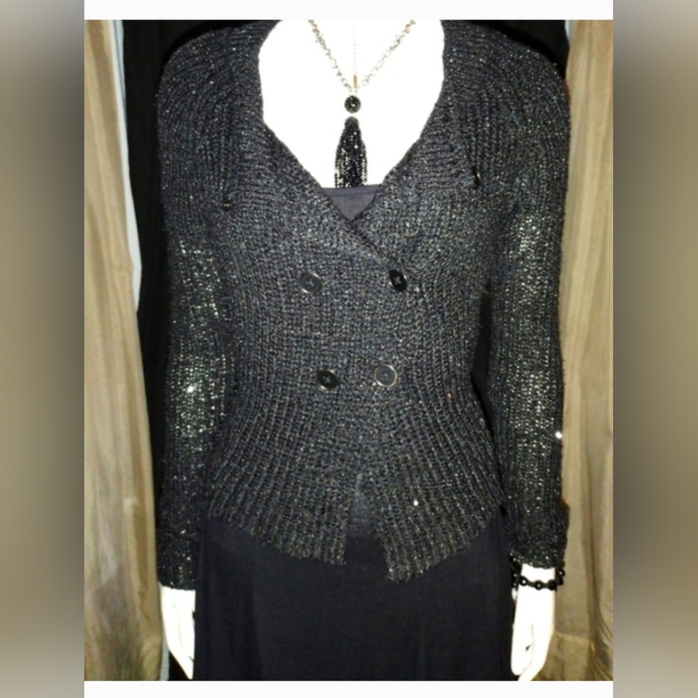 "Jennifer Lopez" Black Cardigan Sweater